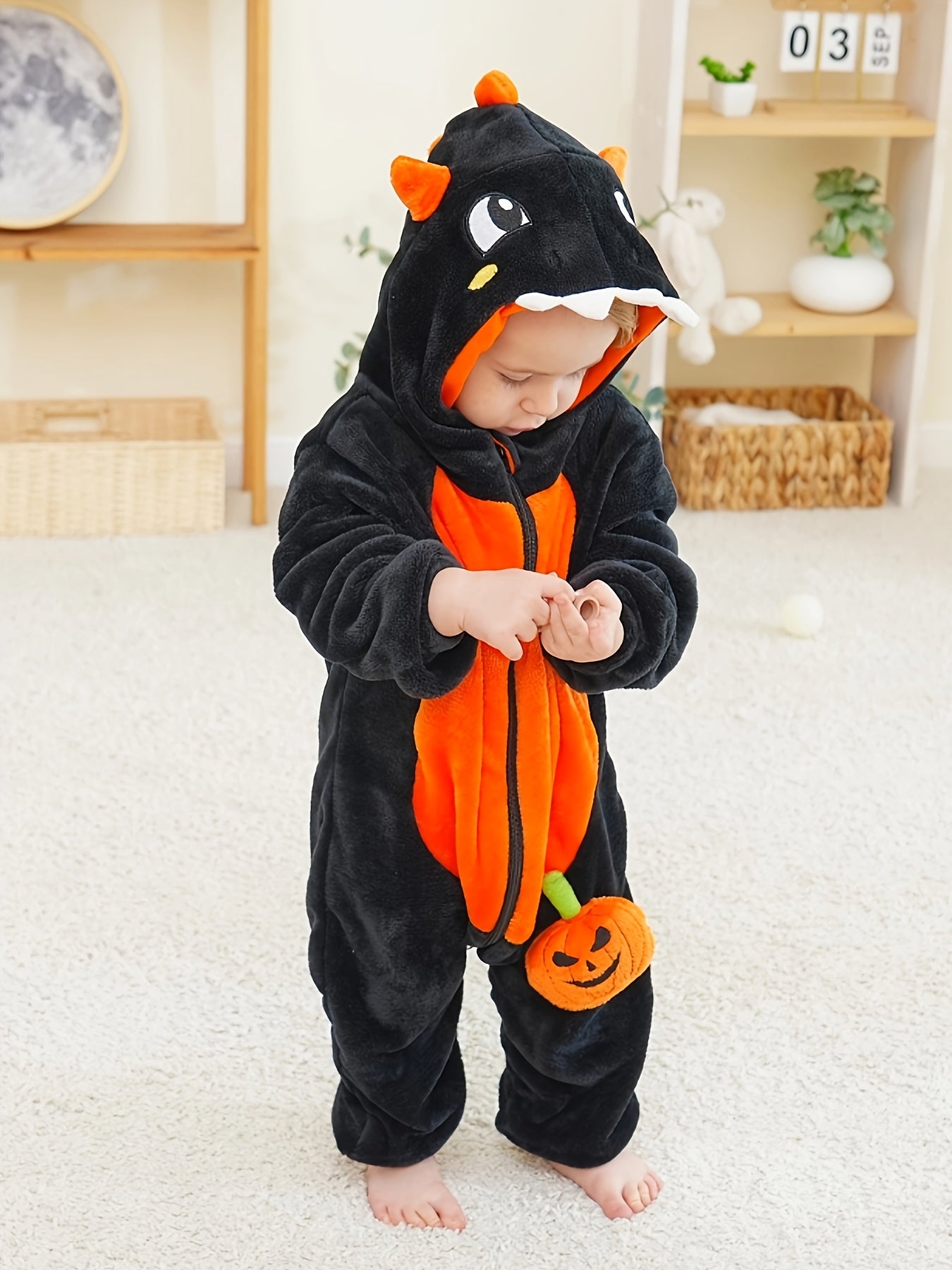🎃 Pumpkin Dinosaur Onesie – Cozy Halloween & Party Outfit
