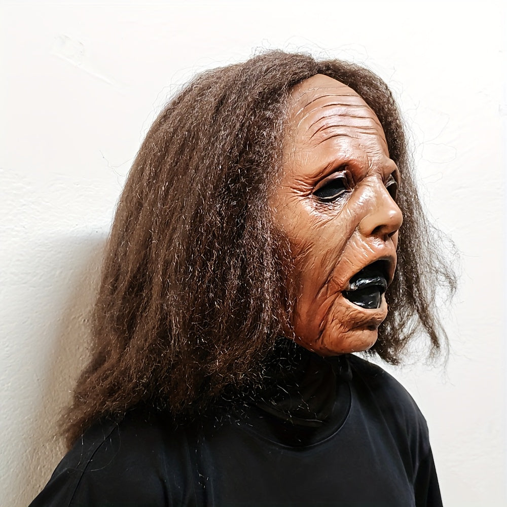 😱 Screaming Granny Mask – Realistic Latex Halloween Costume