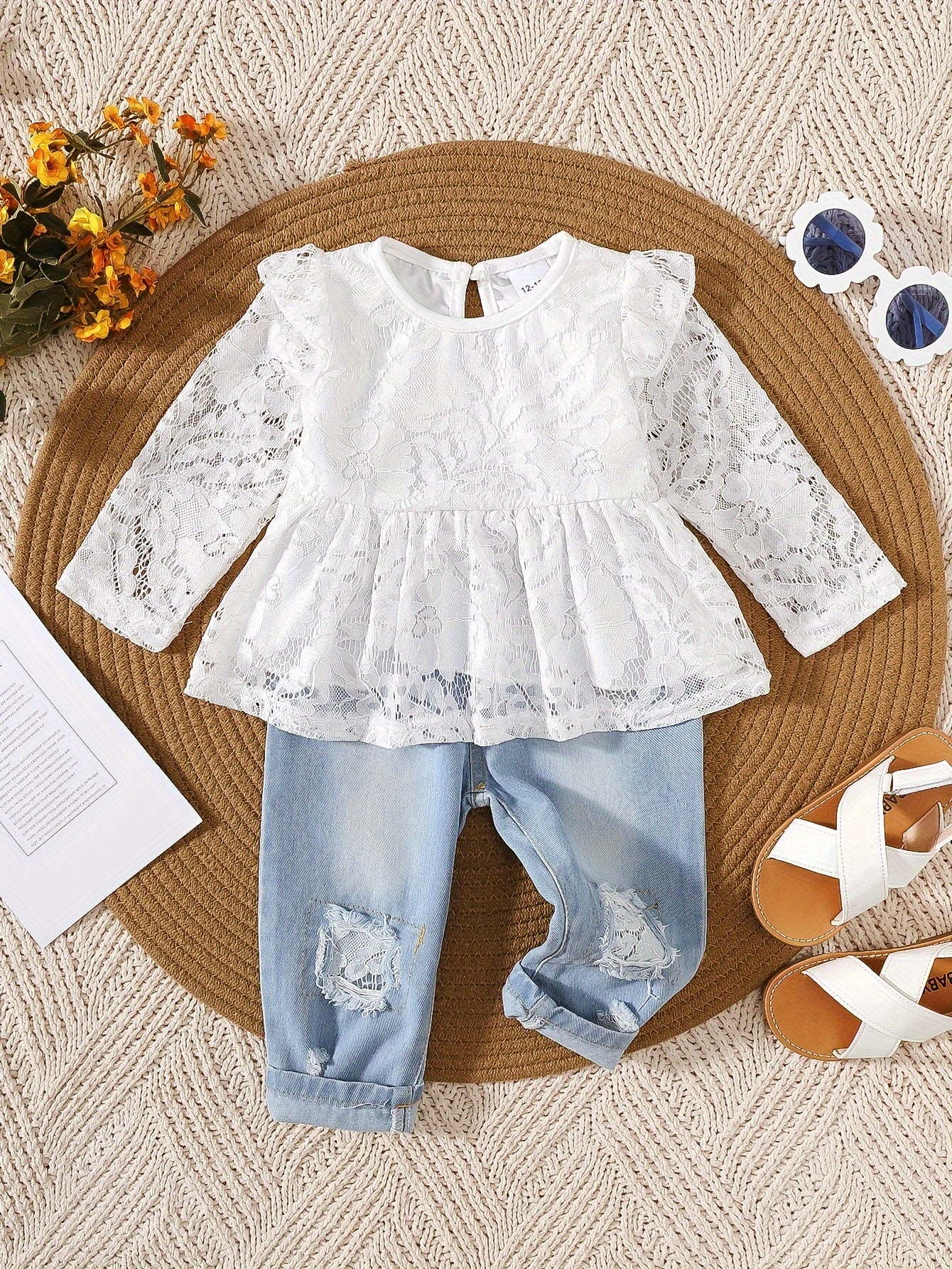 👗 Lace & Denim Girls Set