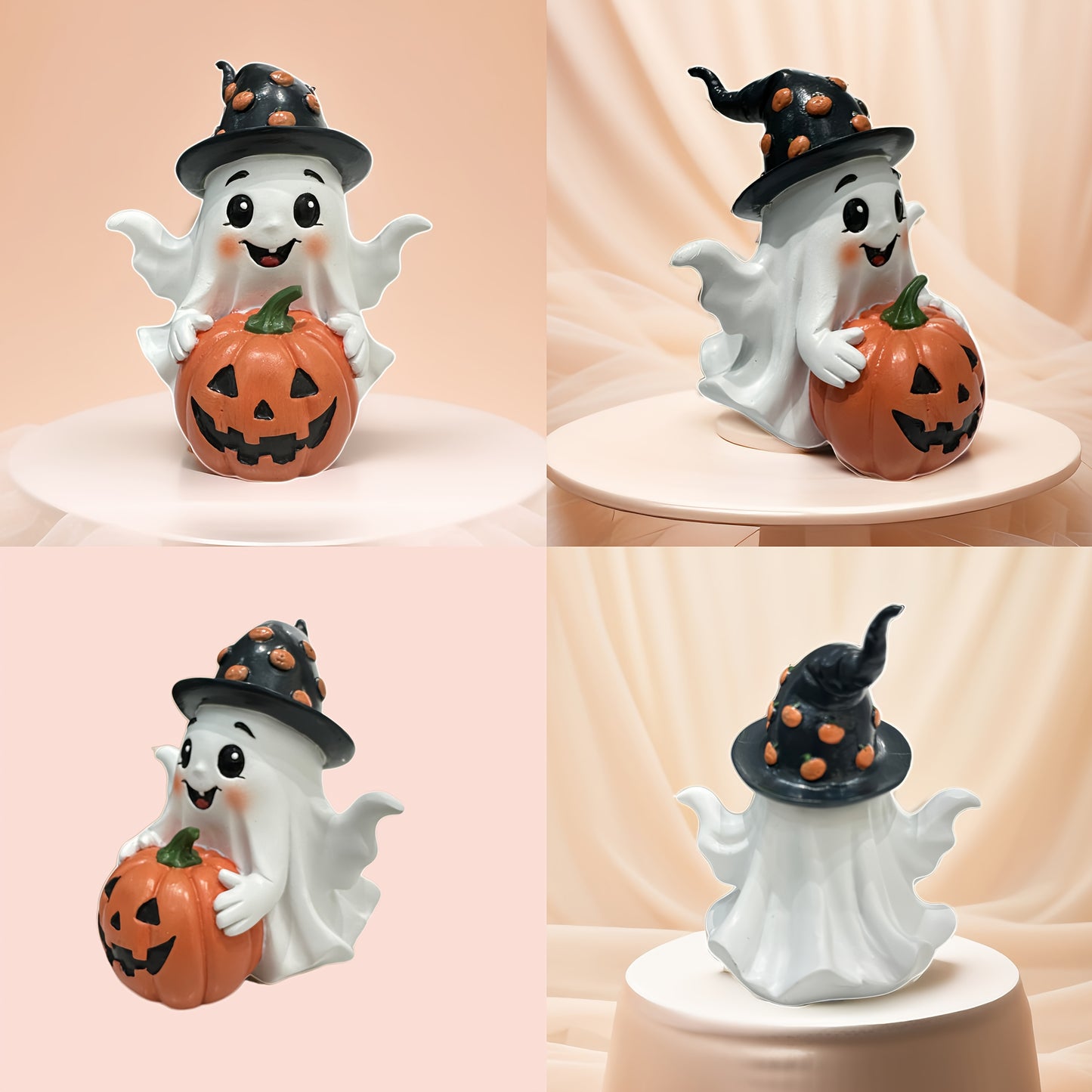 🎃 Cute Pumpkin Ghost – Halloween Resin Decoration