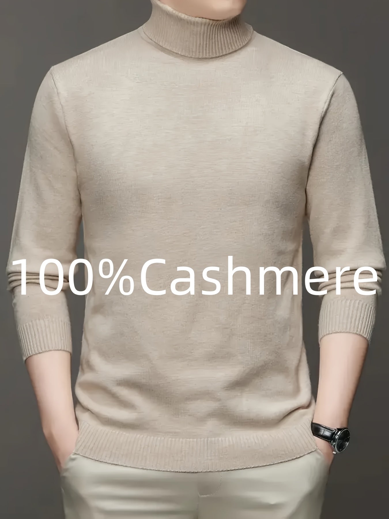Men's 100% Wool Turtleneck Sweater – Soft, Warm, Stretchy Pullover, Machine Washable, Regular Fit for Casual & Business Wear