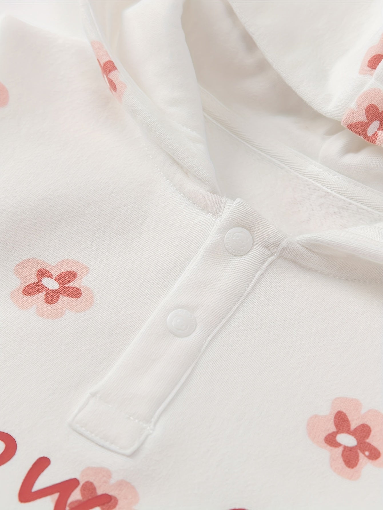 Gurcooc Girls' Hooded Sweatshirt & Pants Set – Floral Print Long Sleeve Pullover with Front Buttons, Spring/Fall Casual Outfit for Outdoor Play