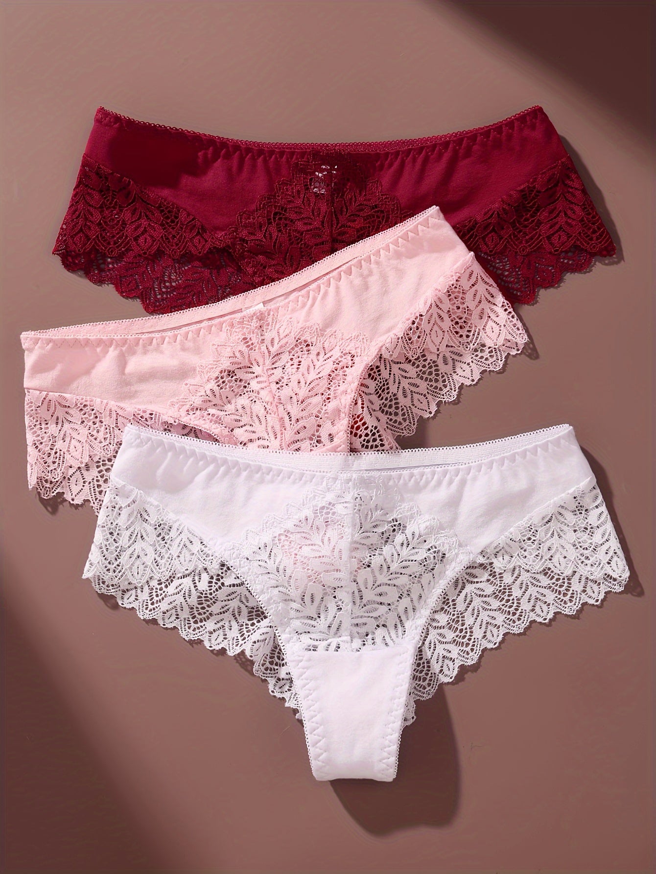 3PCS Women’s Lace Panty Set – French Romantic Triangle Underwear for Autumn & Winter