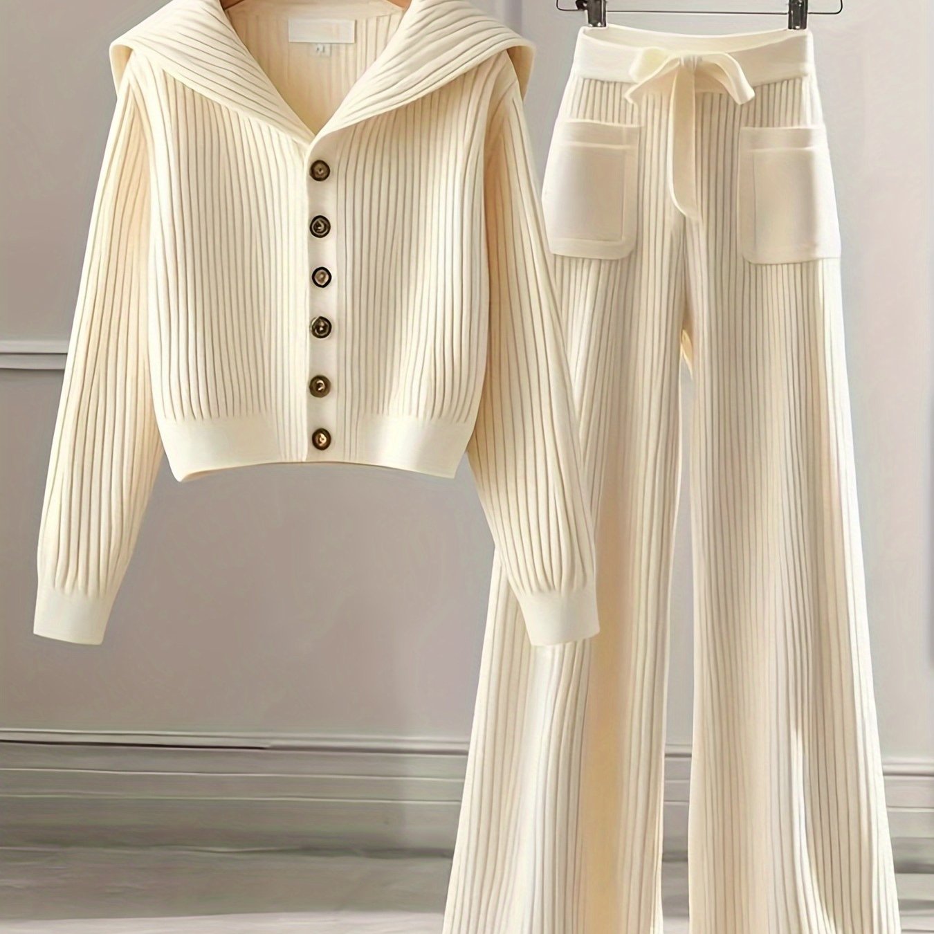 2025 Women’s 2PCS Set – Soft Button Cardigan & Straight-Leg Pants, Casual Spring to Winter Outfit