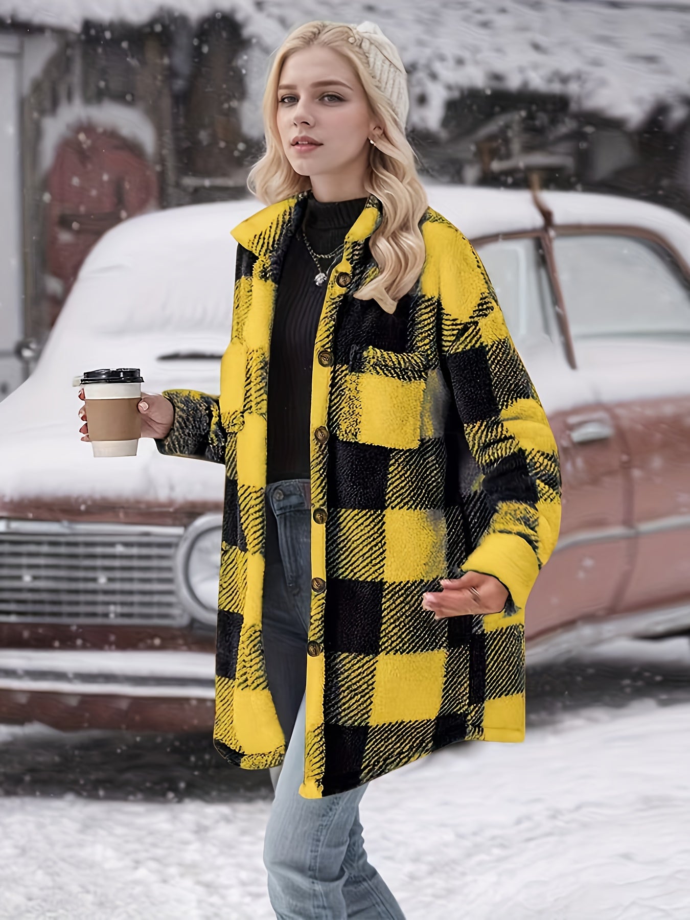 🖤 Checkered Winter Coat