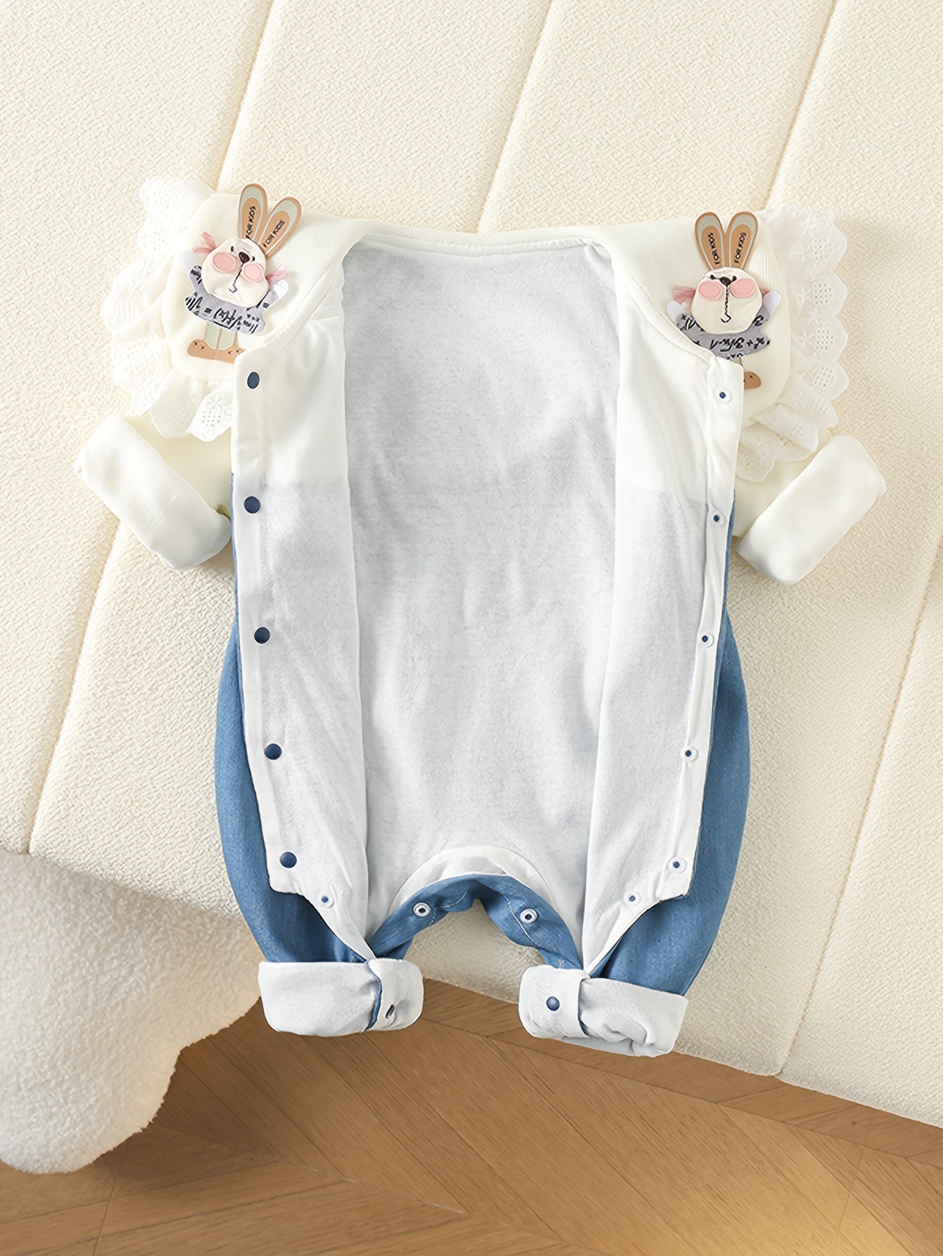 🐰 Faux Denim Rabbit Romper