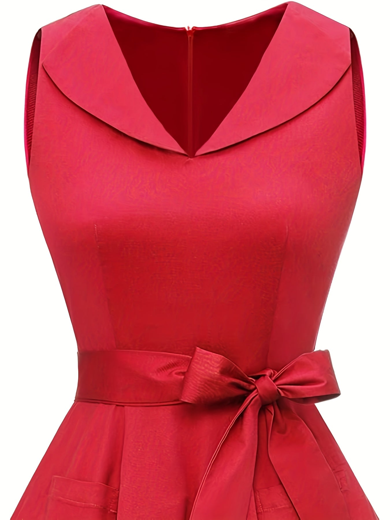 Elegant Women’s Sleeveless Belted Party Dress – Solid Color Chic Outfit