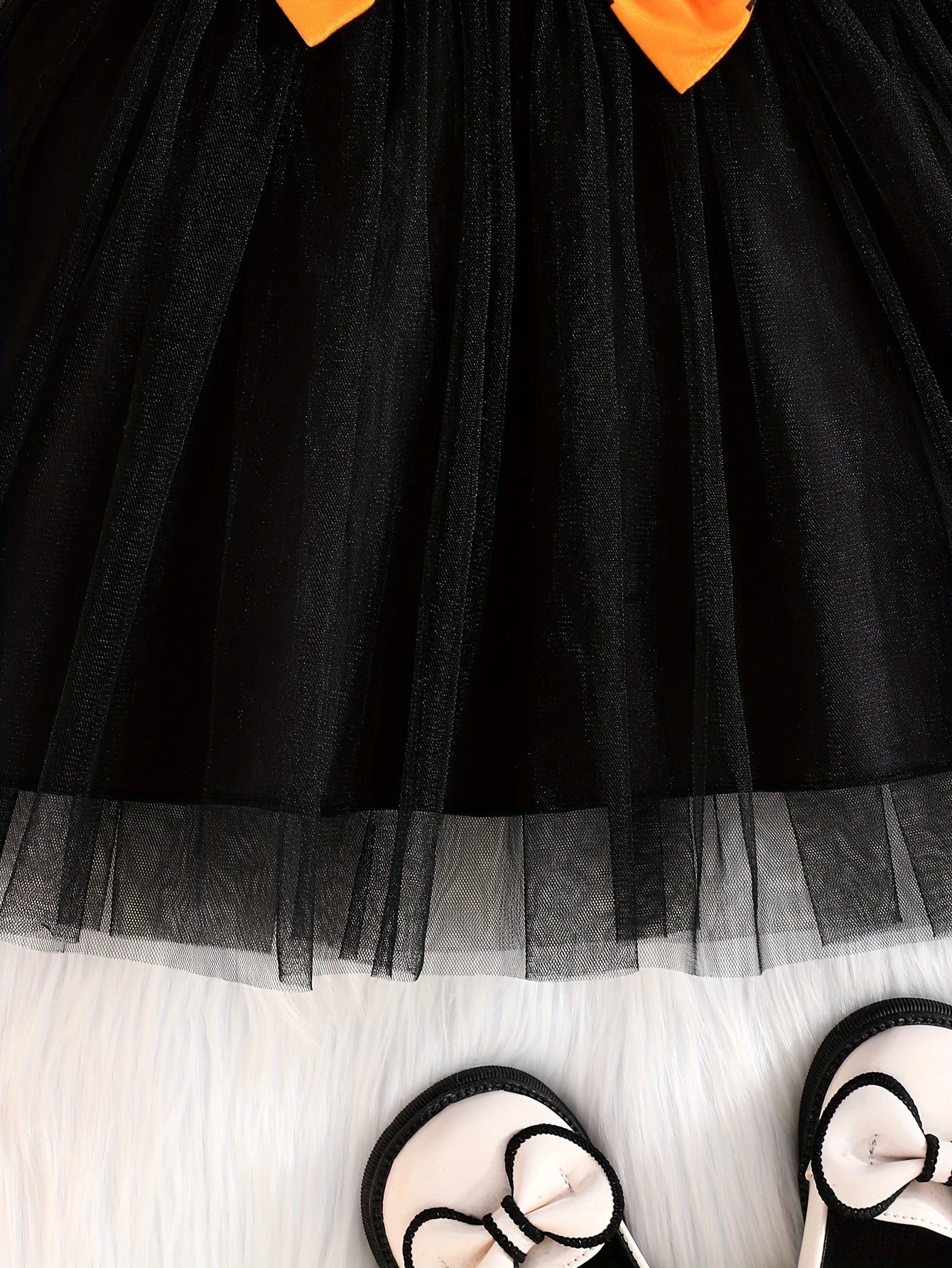 🦇 Girls’ Halloween Bat Dress – Long Sleeve Tulle Skirt