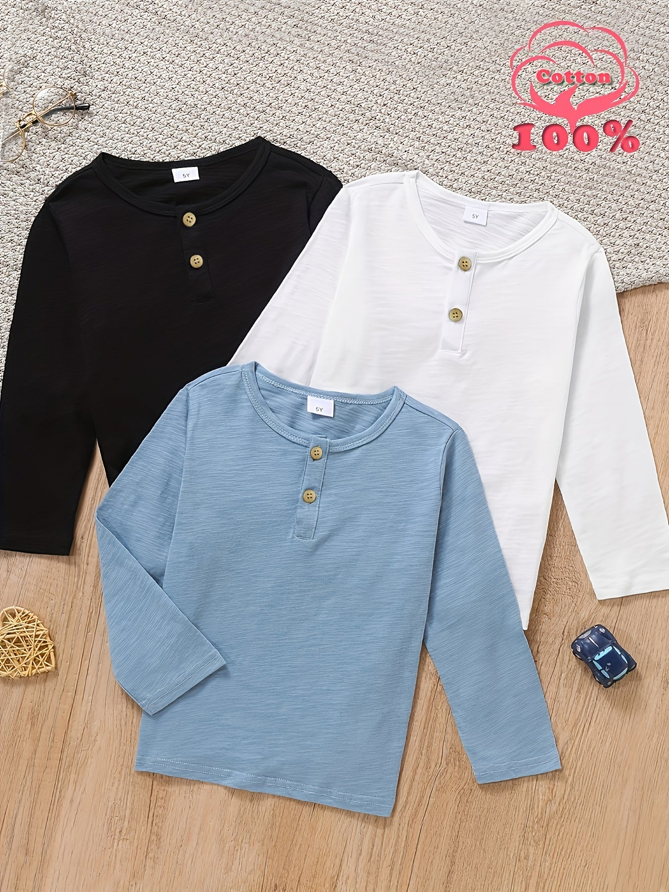 Boys’ Long Sleeve T-Shirt – Soft Everyday Basic Top for School & Play