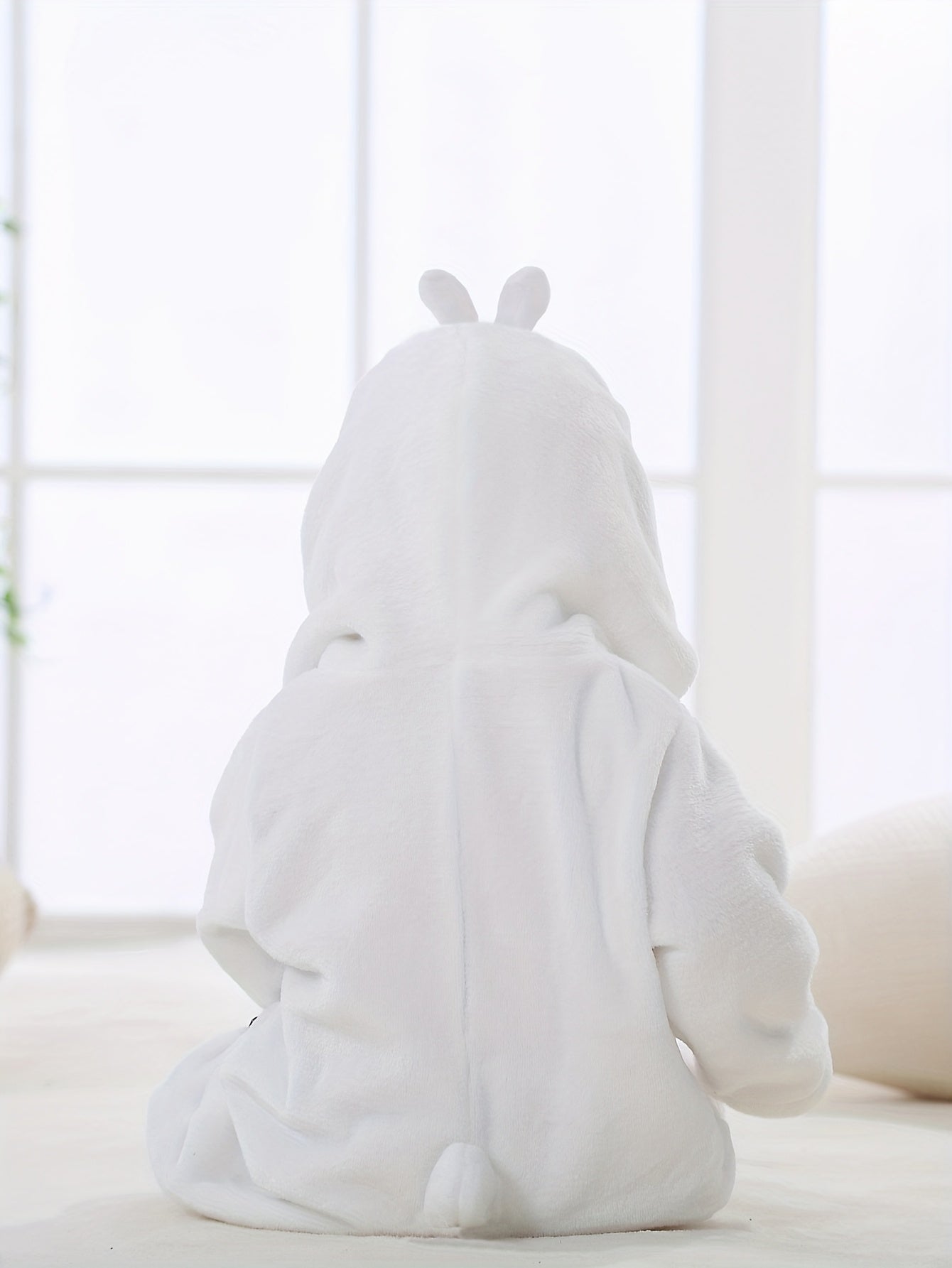 🐇 Baby Bunny Romper – Soft Flannel Hooded Jumpsuit for Halloween & Winter