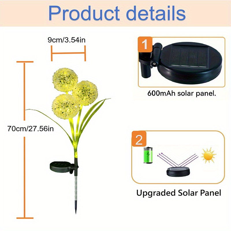 🌟 2pcs Solar Starry Dandelion Lights – Halloween Glow Decor