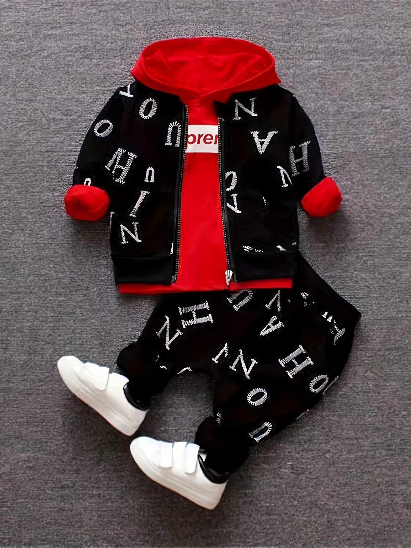 🧢 Boys Zip-Up Hoodie Set (3pcs)