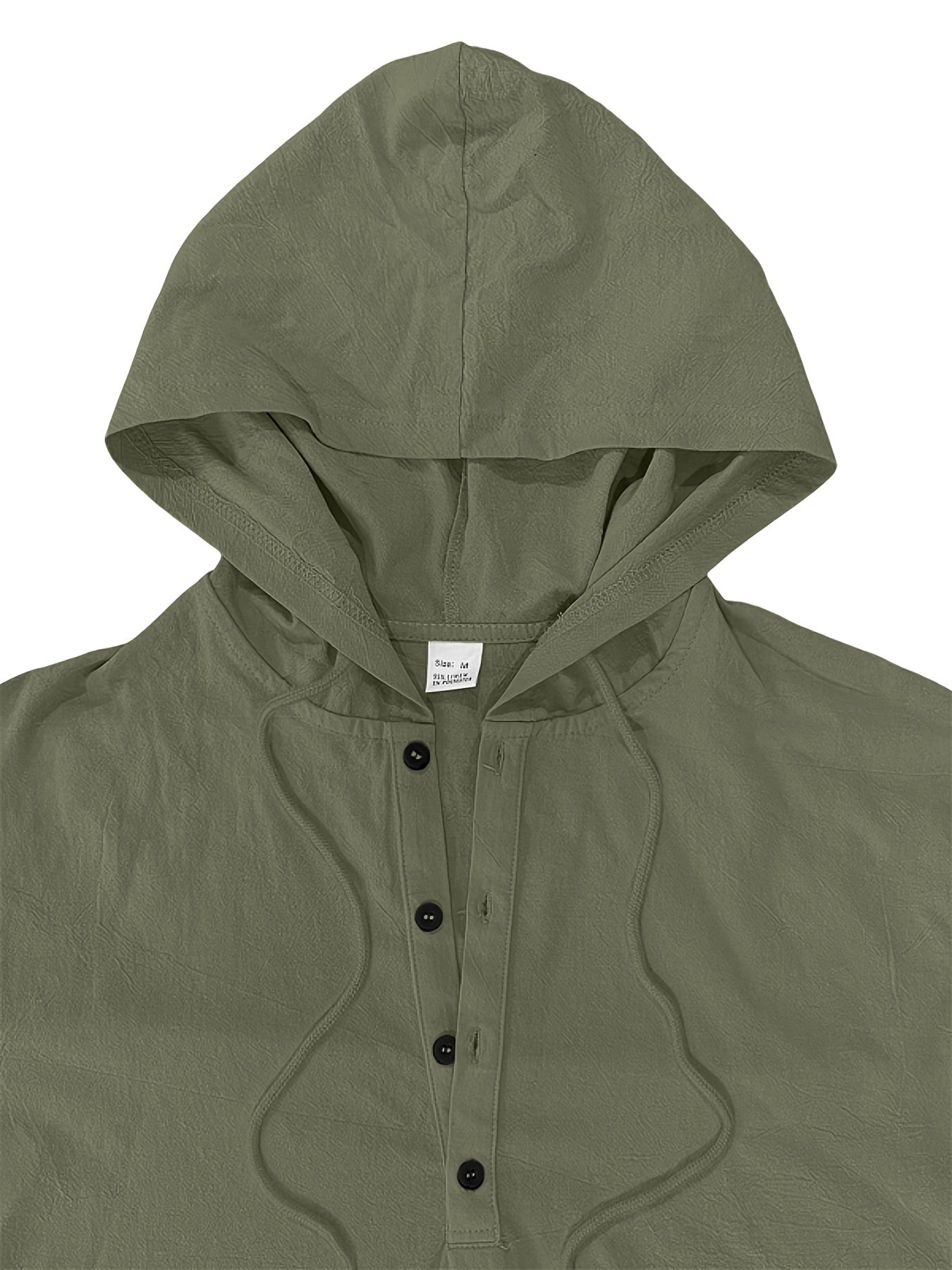 Men’s Summer Linen 2pcs Set – Hooded Long Sleeve Shirt & Drawstring Pants