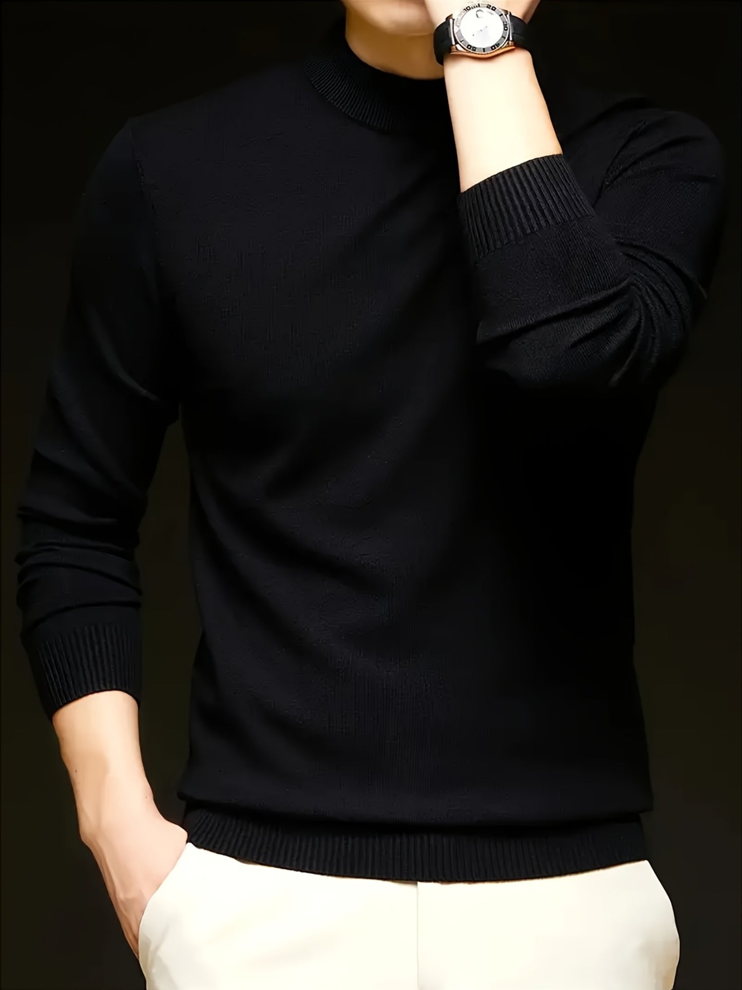 100% Velvet Men's Sweater – Casual & Comfortable, Soft Fabric, Warm, Ideal for Business Layering