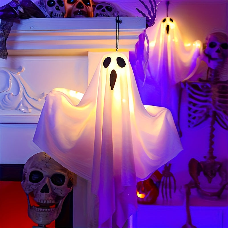 👻 3pcs Ghost LED Lights – Spooky Hanging Halloween Decor