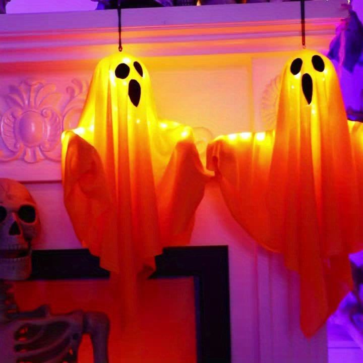 👻 3pcs Ghost LED Lights – Spooky Hanging Halloween Decor