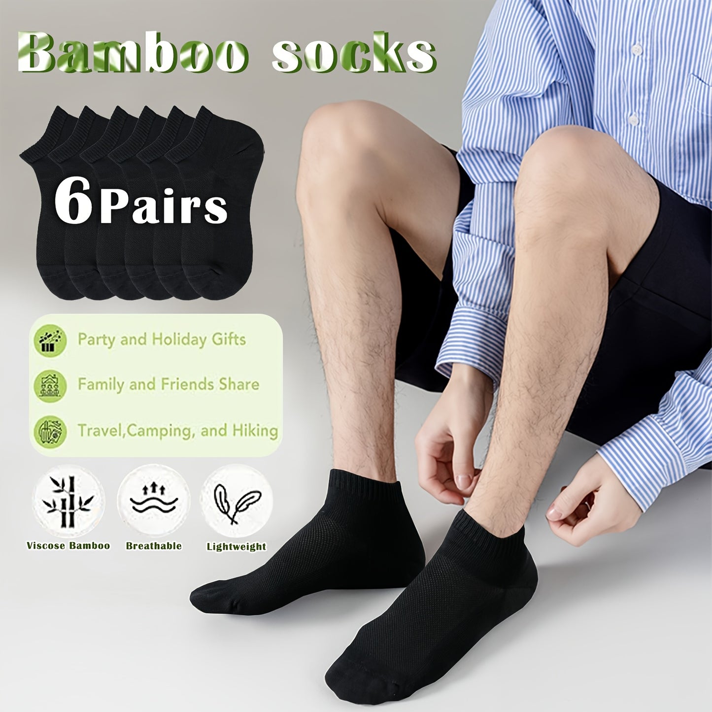 🎋 Bamboo Ankle Socks (6prs)