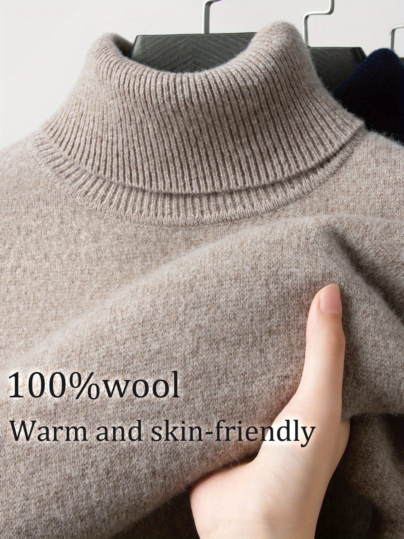 FORTEI Men's Heavyweight Wool Turtleneck Sweater – Thick Warm Winter Pullover for Casual & Formal Wear