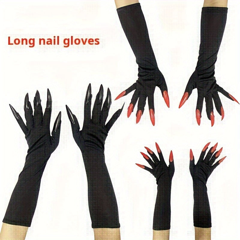 🖤 Halloween Claw Gloves – Long Nail Horror Costume Accessory