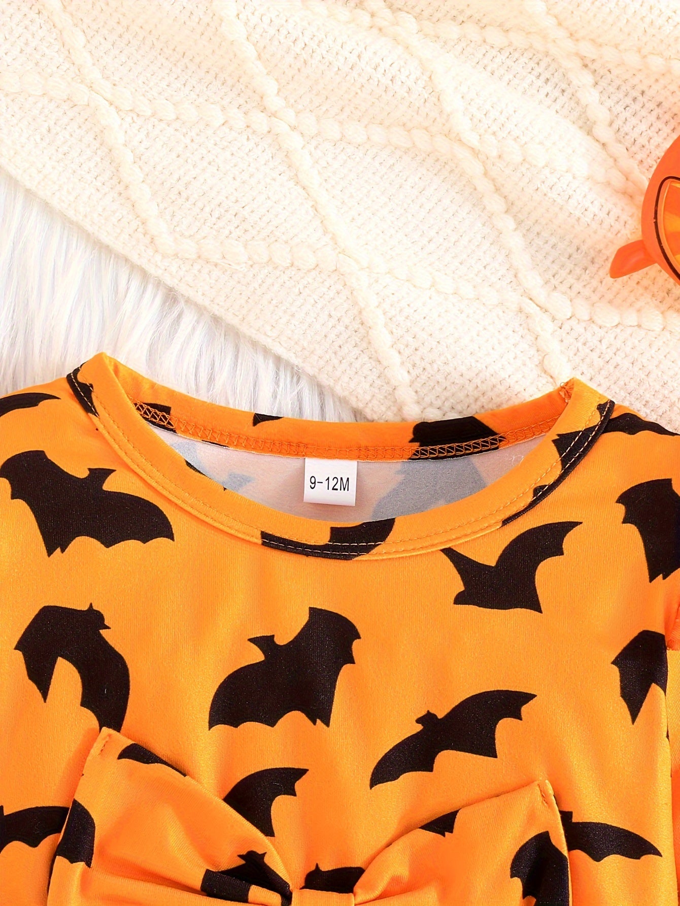 🦇 Girls’ Halloween Bat Dress – Long Sleeve Tulle Skirt