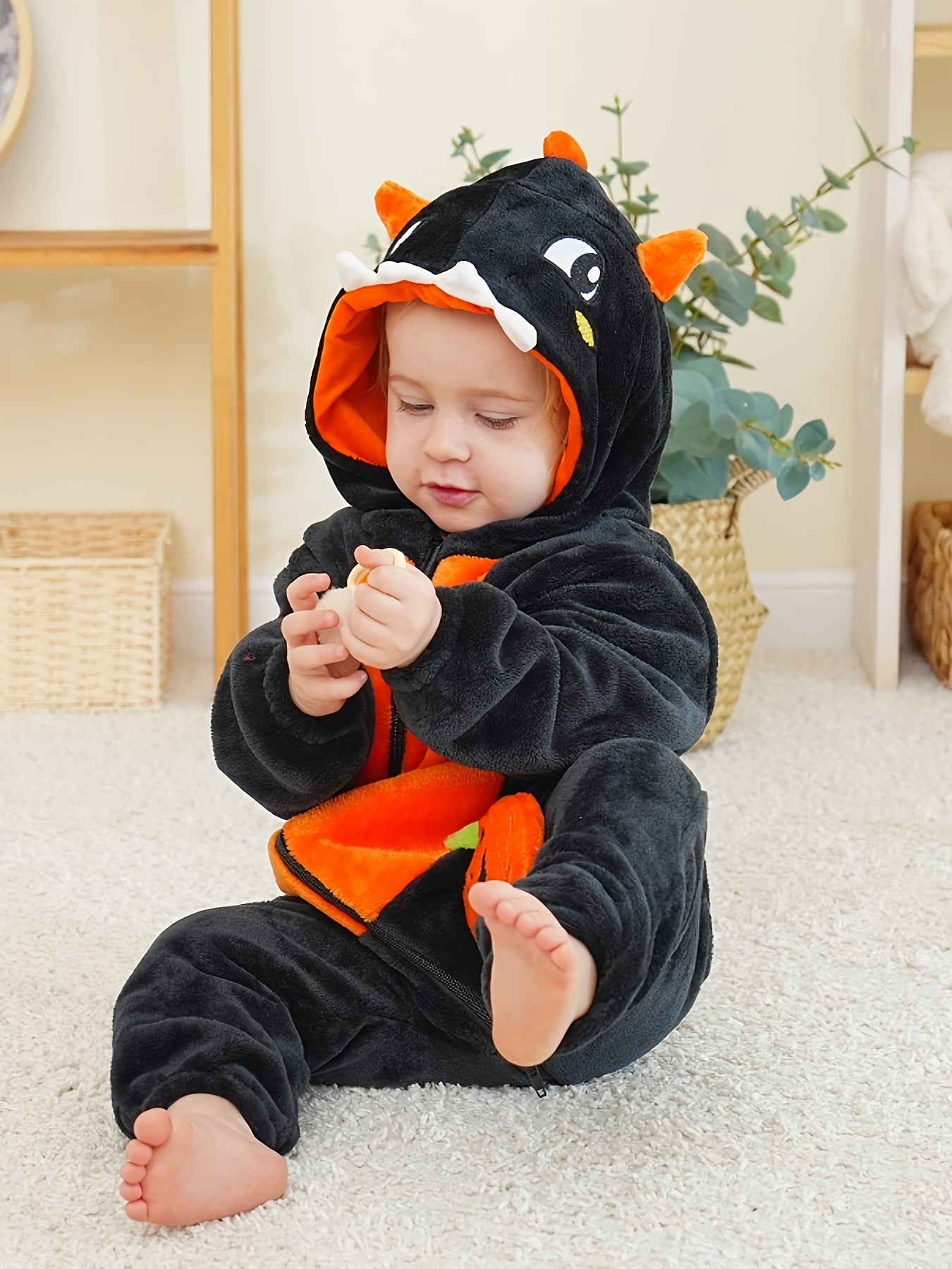 🎃 Pumpkin Dinosaur Onesie – Cozy Halloween & Party Outfit