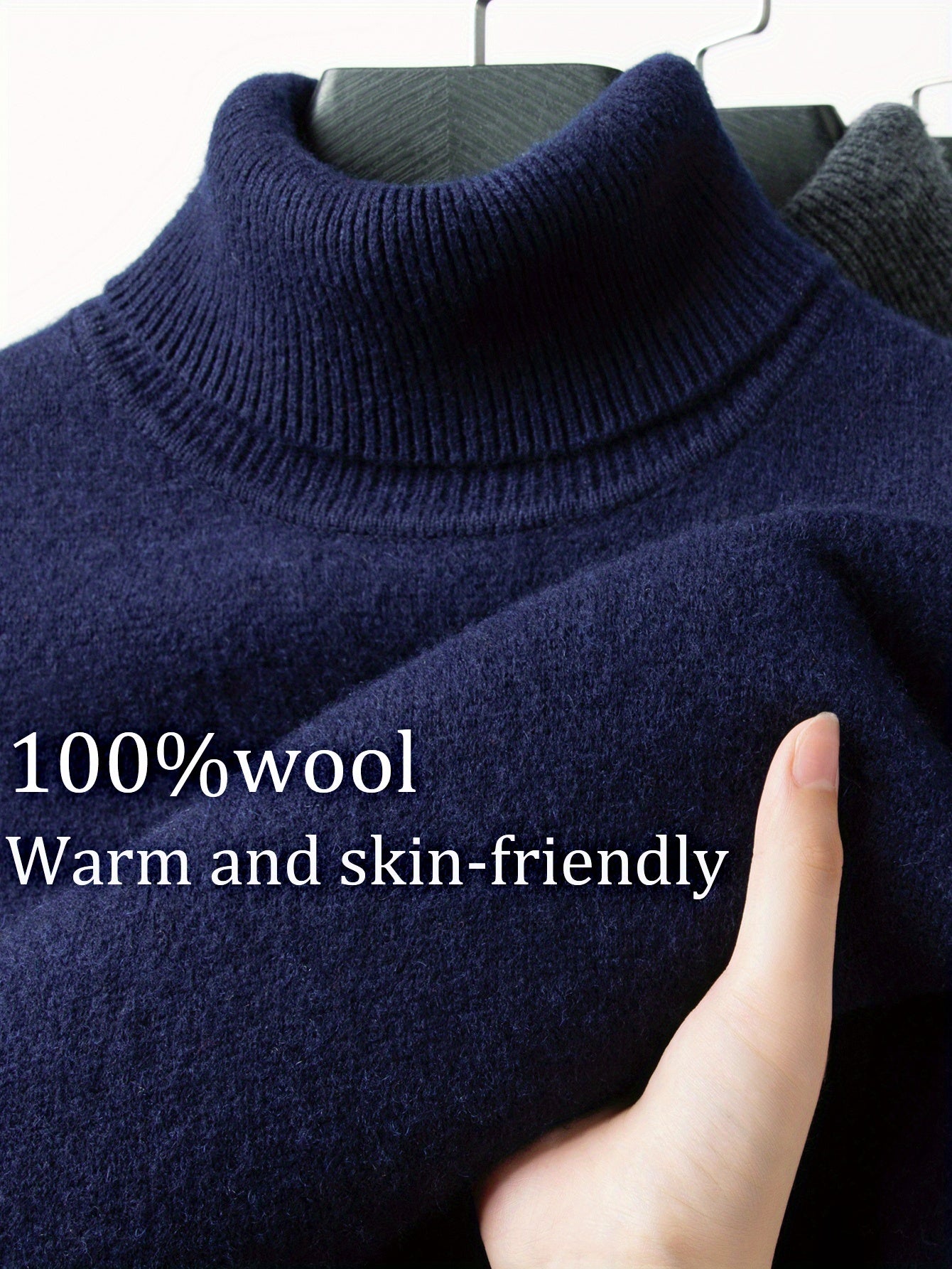 FORTEI Men's Heavyweight Wool Turtleneck Sweater – Thick Warm Winter Pullover for Casual & Formal Wear