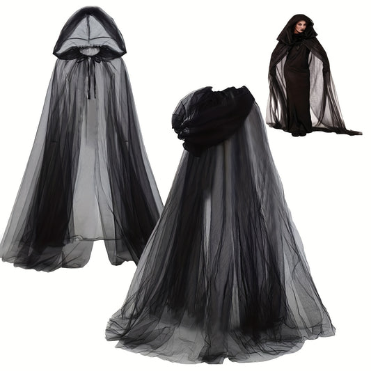 🖤 White & Black Bridal Cloak – Witch & Vampire Costume