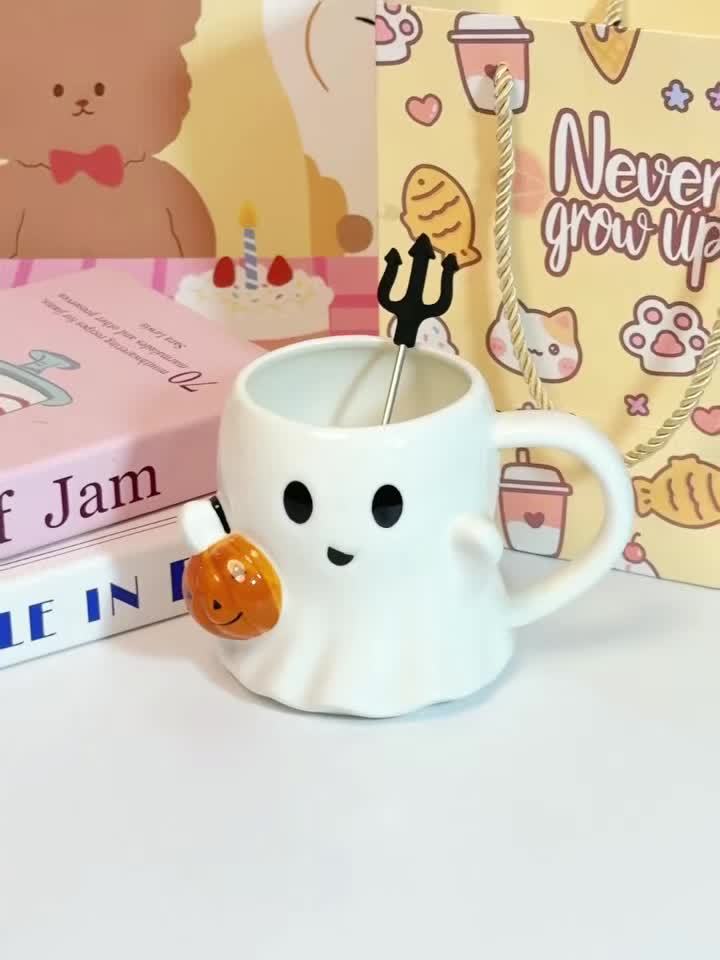🎃 Pumpkin Ghost Ceramic Mug – 600ml Halloween Cup