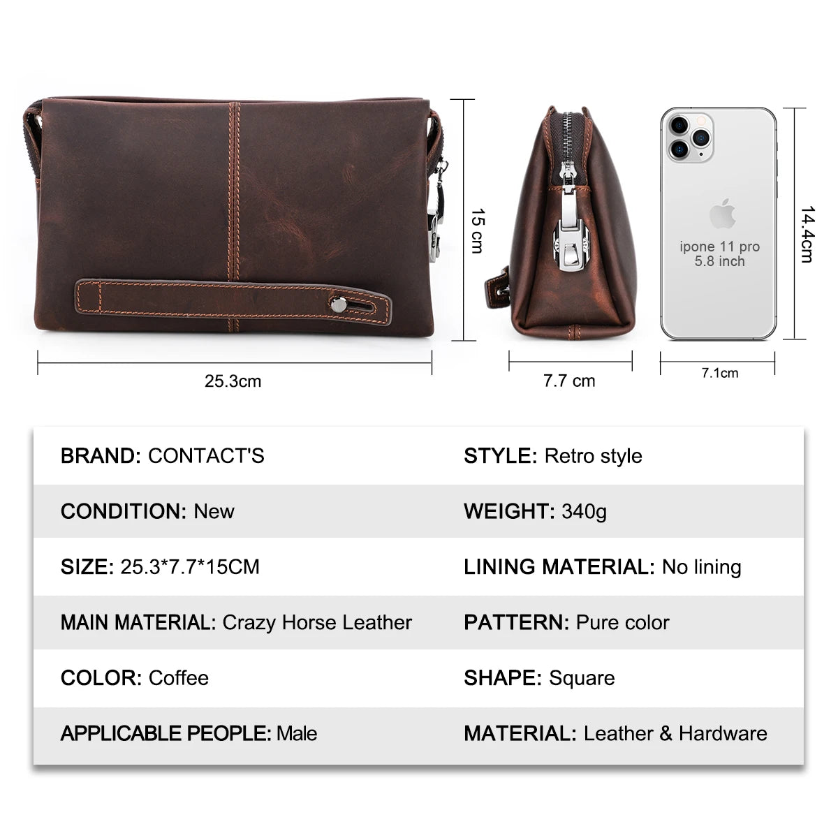 Men Clutch Bag Large Capacity ,Coded Lock ,Design Genuine Leather Men Wallets