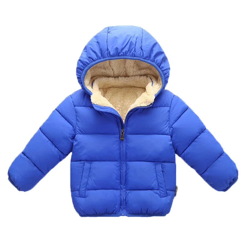 Baby Children Coats Winter Thick Jackets Warm Plush Outerwear  Fur Hooded Jacket