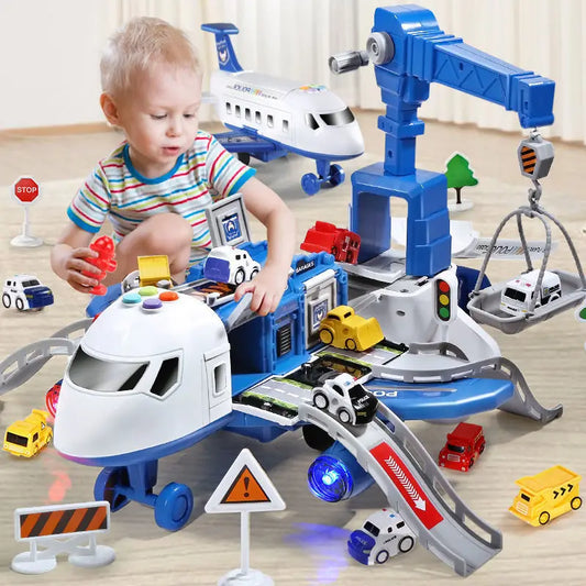 New Deformation Music Simulation Track Inertia Toy Aircraft Large Size Passenger Plane Kids Airliner