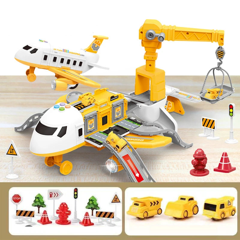 New Deformation Music Simulation Track Inertia Toy Aircraft Large Size Passenger Plane Kids Airliner