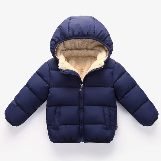 Baby Children Coats Winter Thick Jackets Warm Plush Outerwear  Fur Hooded Jacket