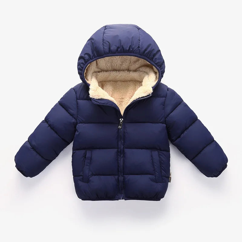 Baby Children Coats Winter Thick Jackets Warm Plush Outerwear  Fur Hooded Jacket