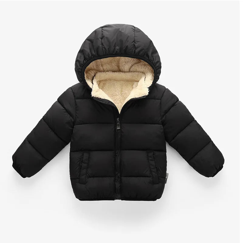 Baby Children Coats Winter Thick Jackets Warm Plush Outerwear  Fur Hooded Jacket