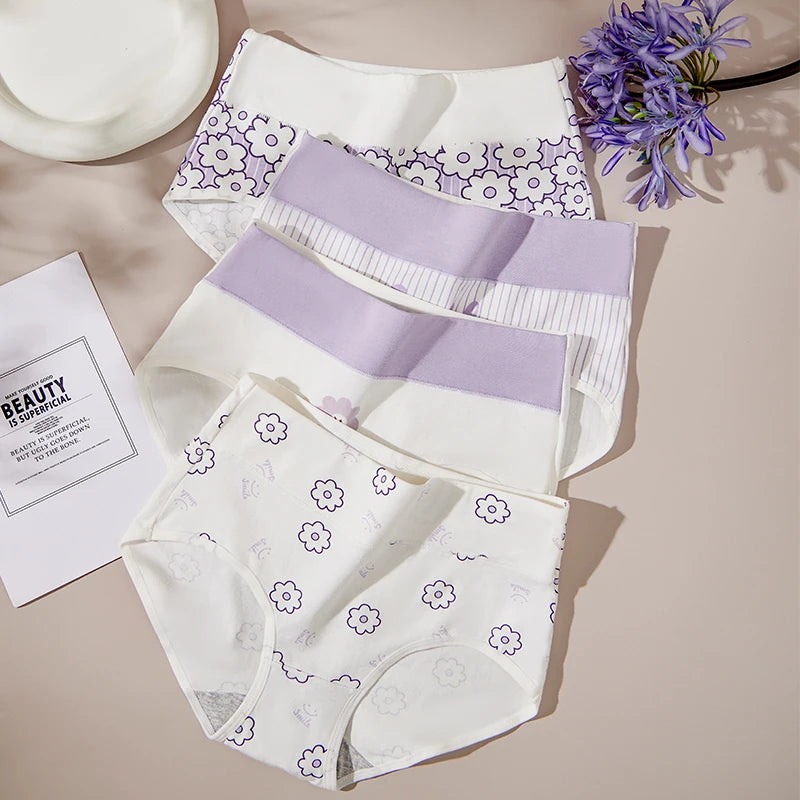 4PCS High Waist Cotton Body Shaper Panties – Breathable Slimming Underwear, Plus Size M-5XL