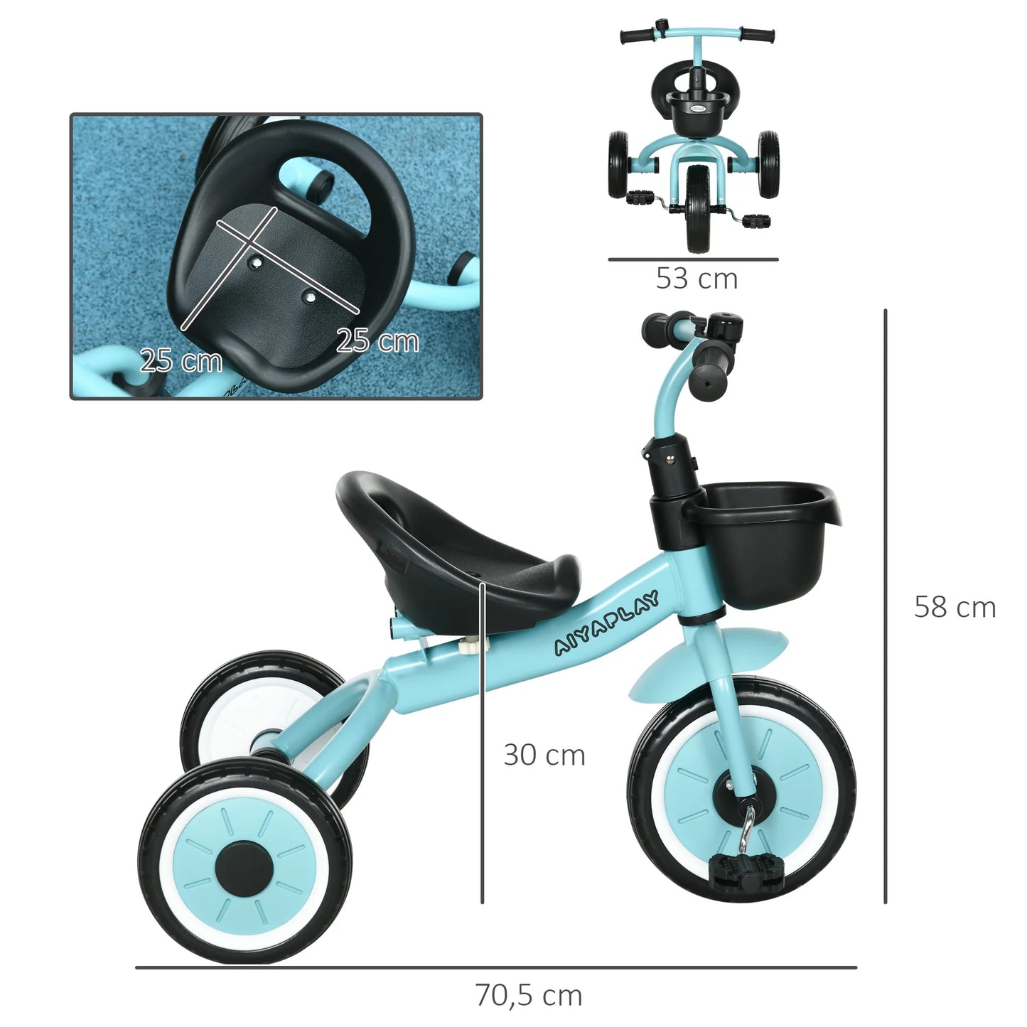 Aiyaplay Tricycle for Children from 2 to 5 Years with Doorbell and Basket