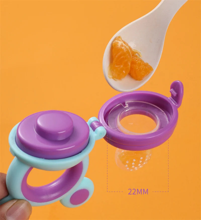 BPA-Free Silicone Baby Teether & Fruit Feeder – Nibbler with Pacifier Clip for Newborns