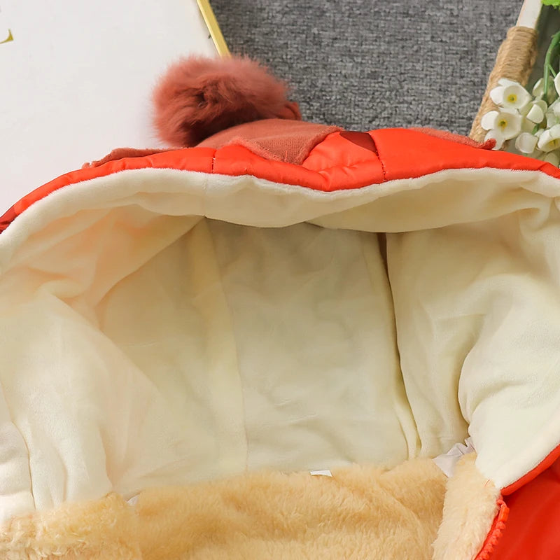 Casaco quente de inverno para bebés de 1 a 5 anos, roupas confortáveis ​​e elegantes para meninos e meninas, adorável fantasia de desenho animado para crianças