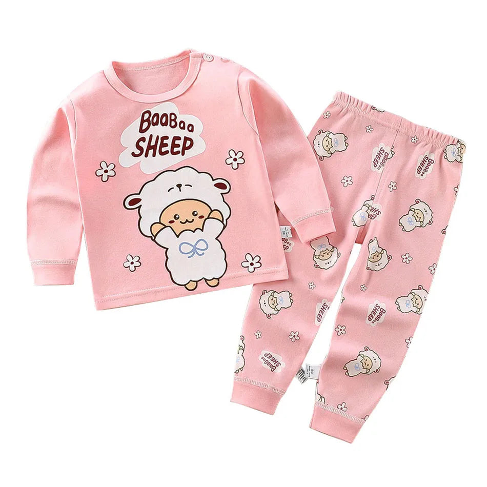 Cotton Kids Pajama Set – Cartoon Autumn/Winter Sleepwear for Boys & Girls