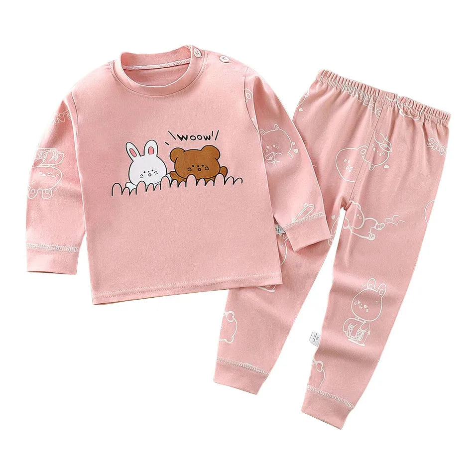 Cotton Kids Pajama Set – Cartoon Autumn/Winter Sleepwear for Boys & Girls