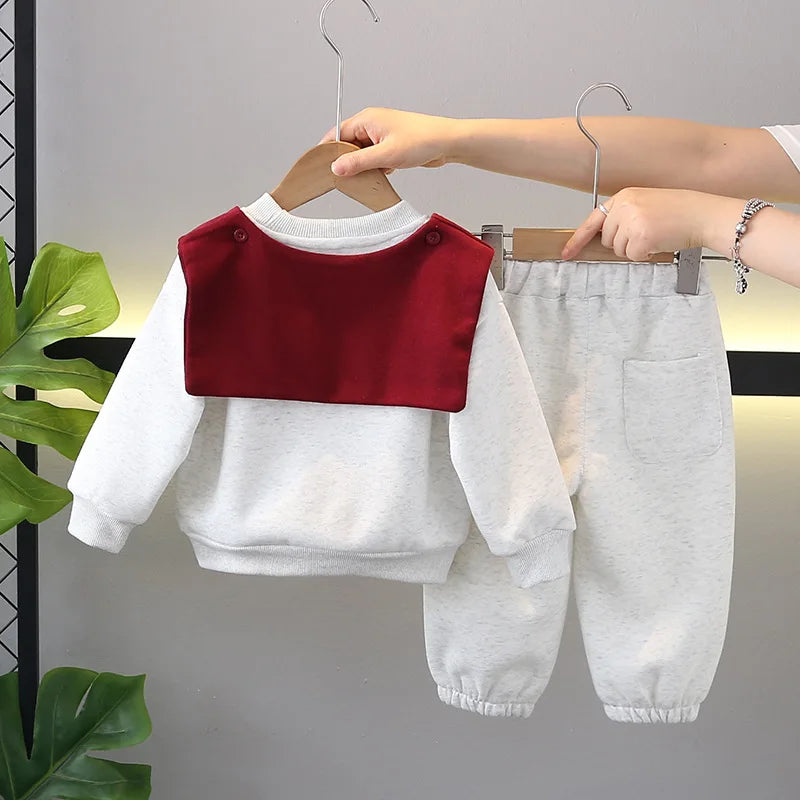 Girls’ 2pcs Hoodie & Pants Set – Autumn/Spring Outfit with Cape Design