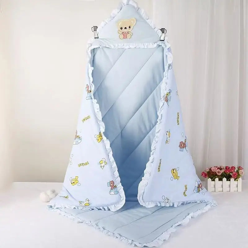 Newborn Cotton Blanket Winter Warm Embroidery Baby Swaddling Blanket Cartoon Envelope Wrap Blankets Baby Boys Girls Bed Quilt