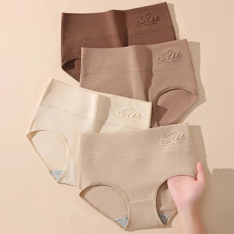 4PCS High Waist Cotton Body Shaper Panties – Breathable Slimming Underwear, Plus Size M-5XL