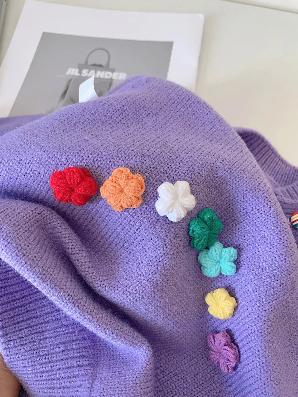 2025 Baby Girls’ Floral Sweater – Autumn/Winter Sweet Knit Round Neck Top