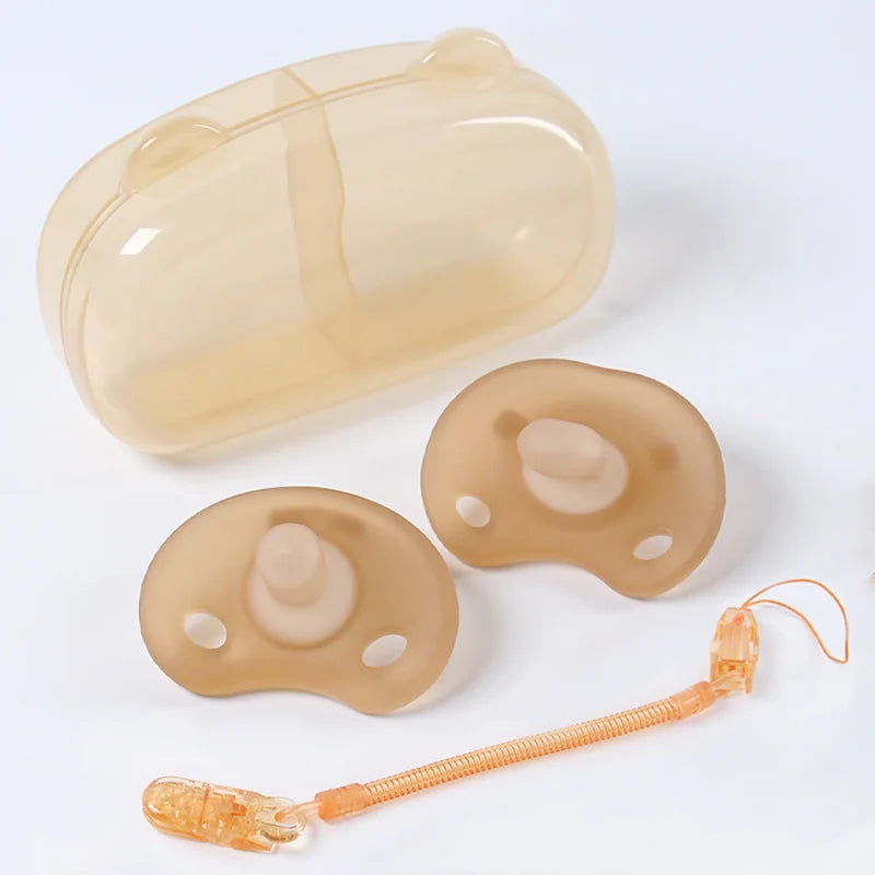 4PCS Baby Silicone Pacifier Set – Bear Storage Box & Pacifier Chain, Day & Night Use