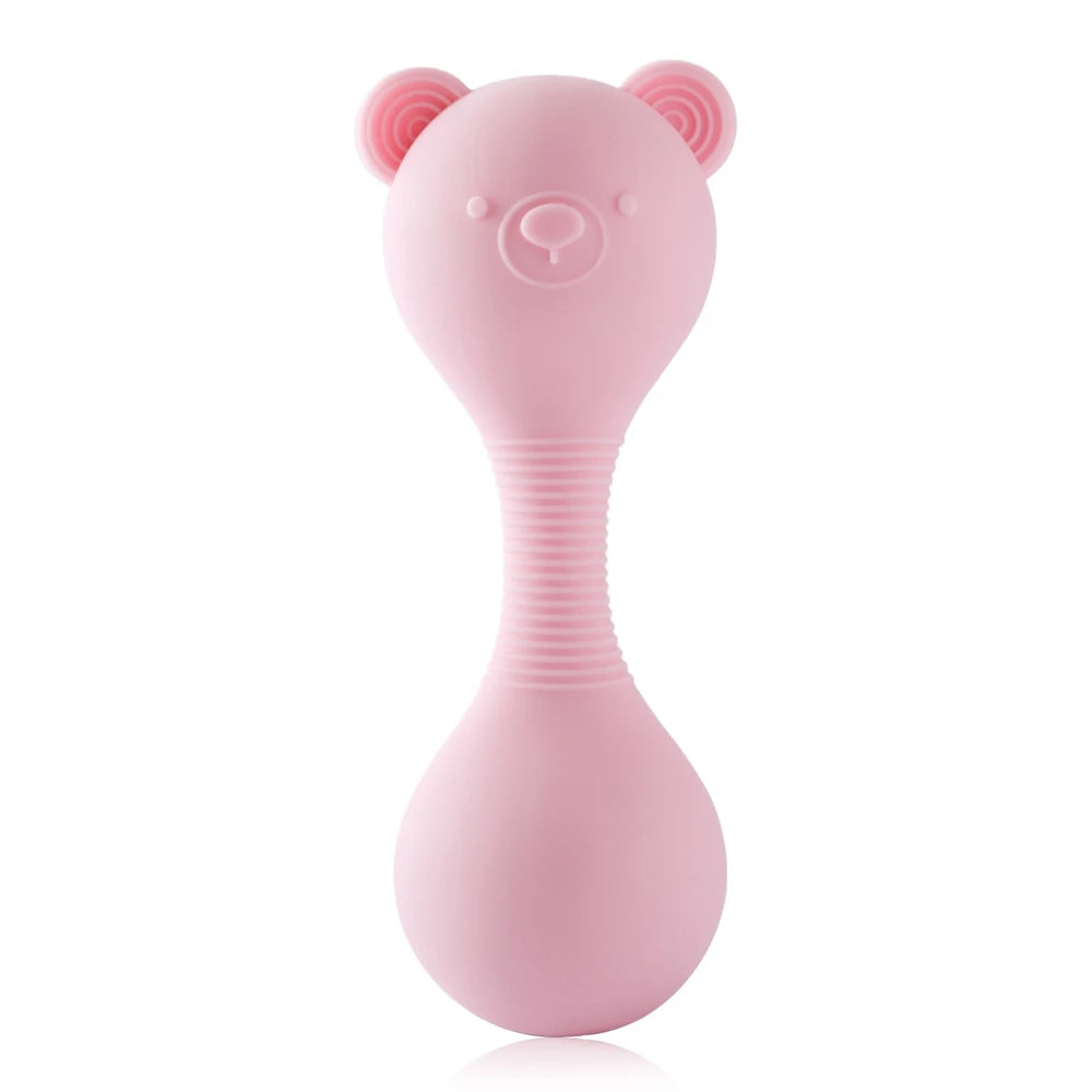 Rattles for baby Silicone Maracas Toys Cartoon Bear Sand Hammer Baby Toys 0-12 Months Rattle Silicone Teether for Baby