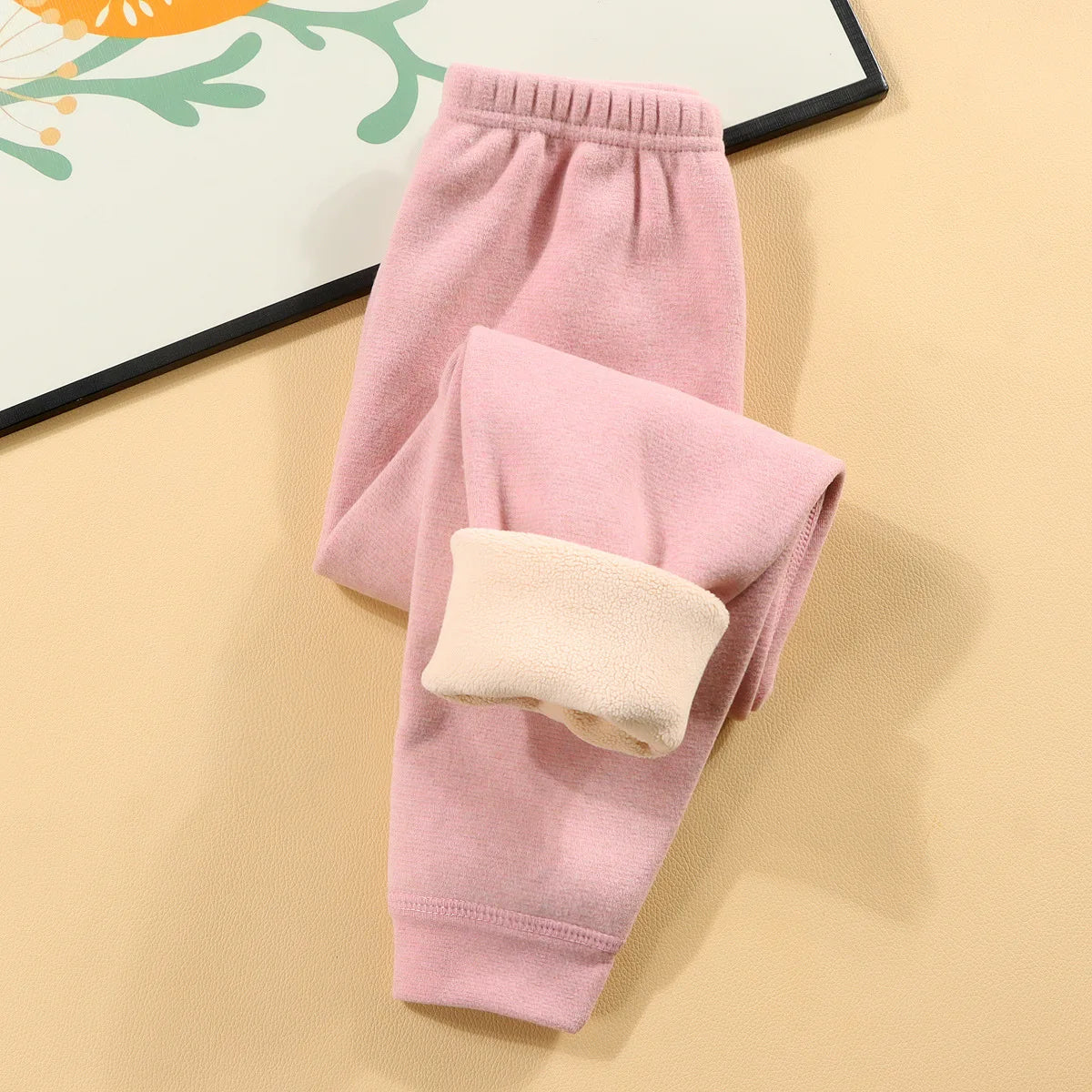 2025 Kids’ Winter Thermal Pants – Fleece-Lined Cotton with Elastic Waist