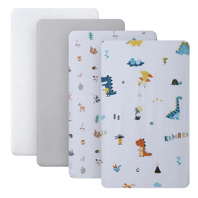 Baby Crib Sheets for Boys Girls Organic Fitted Elastic Toddler Bed Crib Mattress Sheets for Infant Unisex