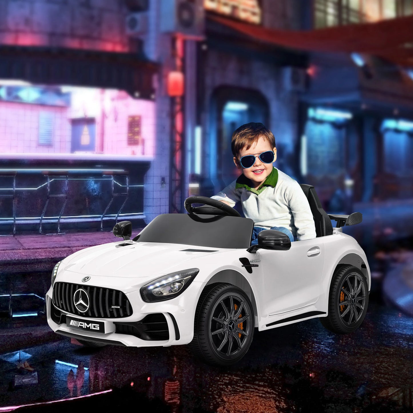 Aiyaplay Electric Car for Children +3 Years Mercedes-Benz Amg Gtr White